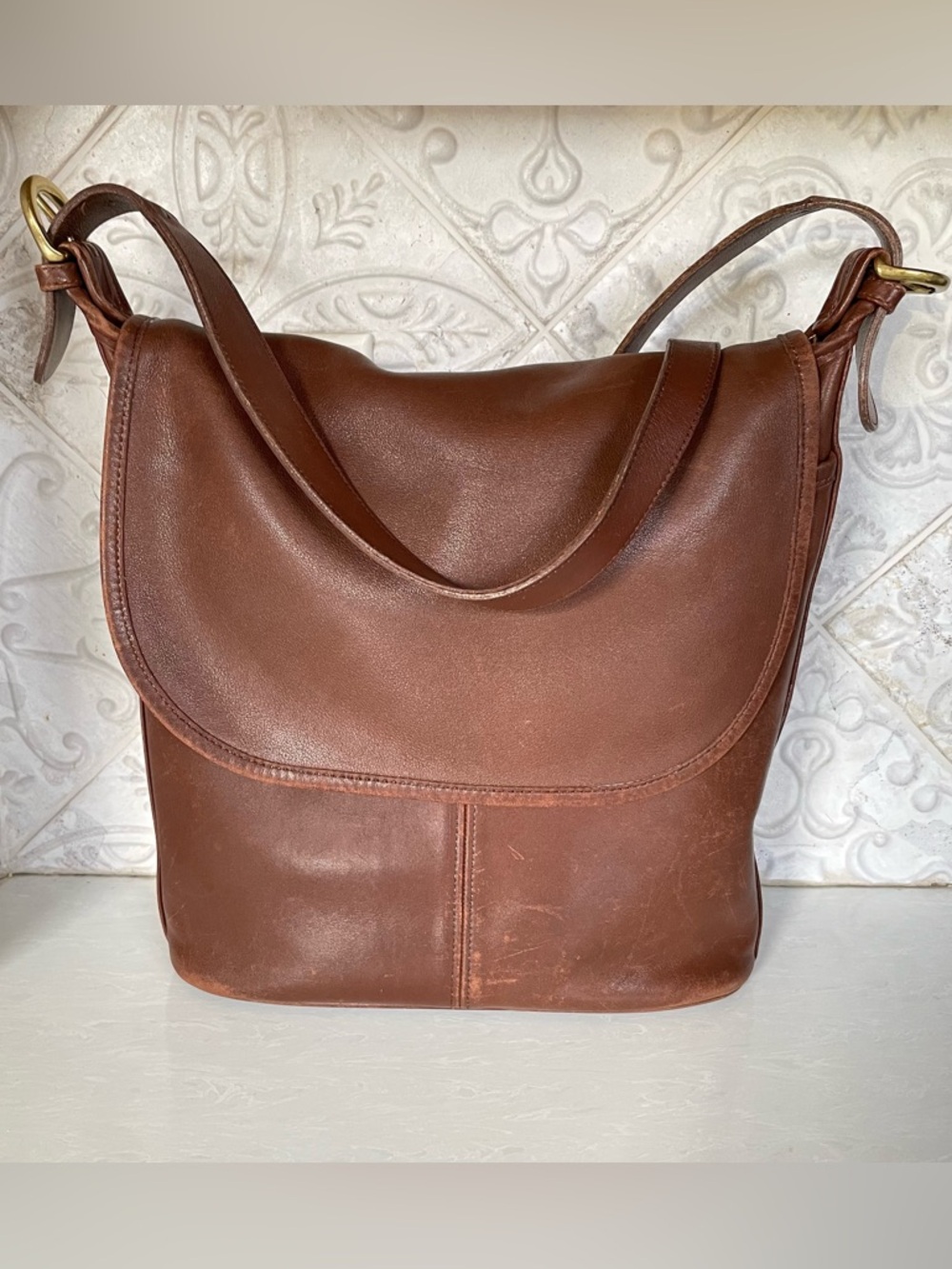 COACH Classics Original Leather Flap Duffle- Tan